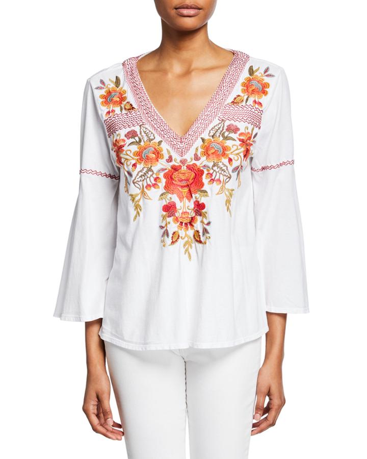 Violette 3/4-sleeve Embroidered