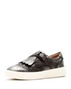 Brea Metallic Leather Wing-tip Kiltie