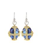 Fleur-over-stone Drop Earrings In Blue Quartz