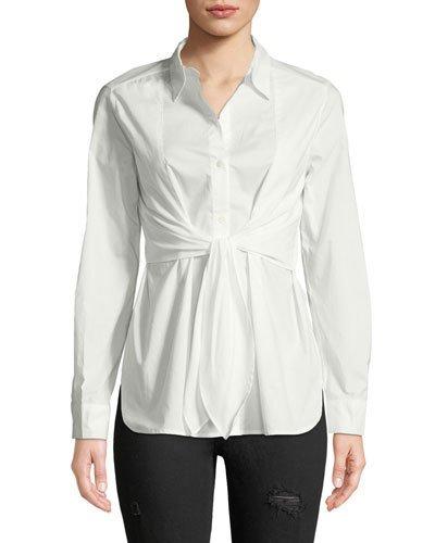 Tie-waist Button-front Blouse