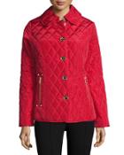 Quilted Button-front Jacket, Red