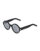 Opaque Round Plastic Sunglasses, Black