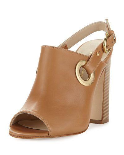 Kierra Grommet Leather Sandal, Natural