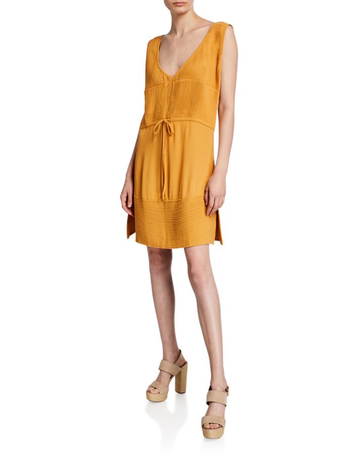 Maya V-neck Sleeveless Pintuck Dress