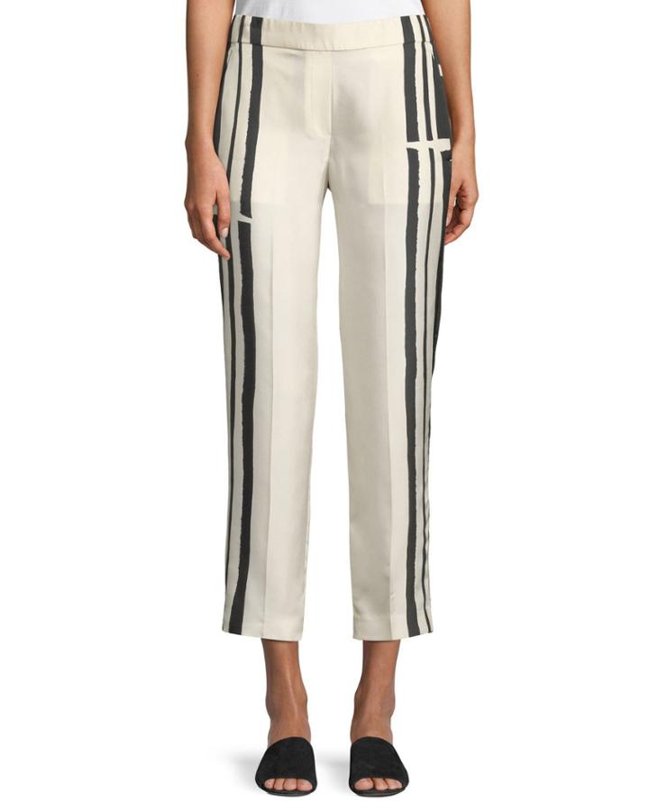 Striped Silk Pull-on Trousers