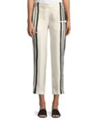 Striped Silk Pull-on Trousers