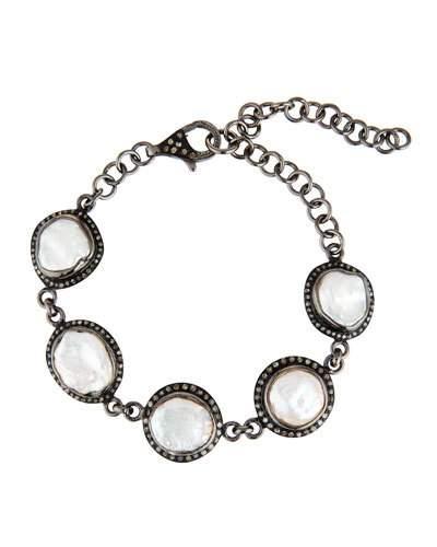 Freshwater Pearl & Diamond Station Bracelet