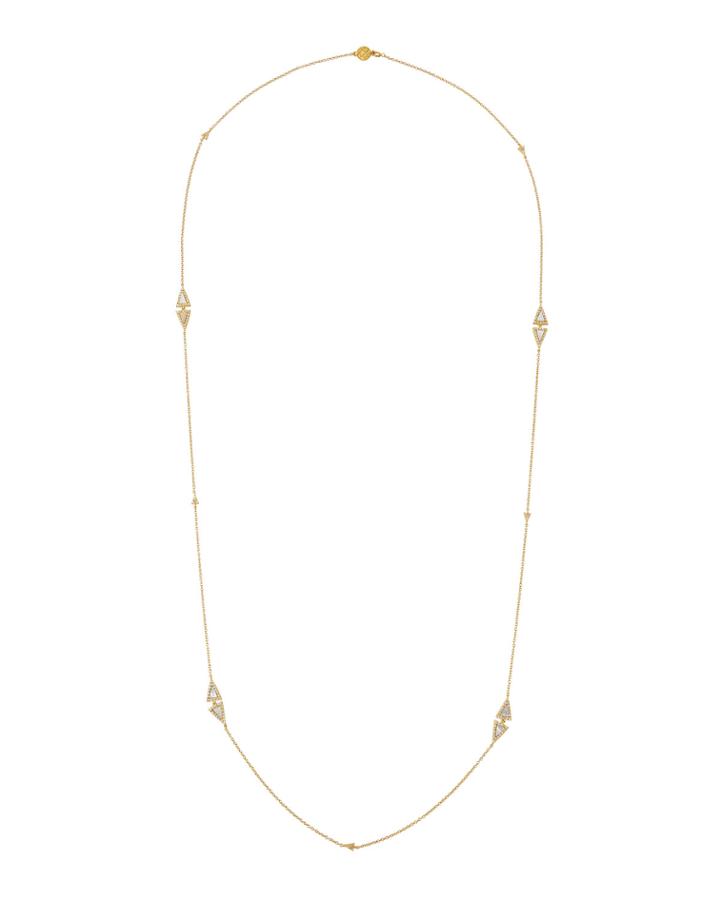 Pave Mother-of-pearl Mirror Slice Wrap Necklace