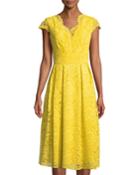 Lace Cap-sleeve Fit-and-flare Dress