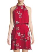 Cadence Floral-print Halter Popover Dress
