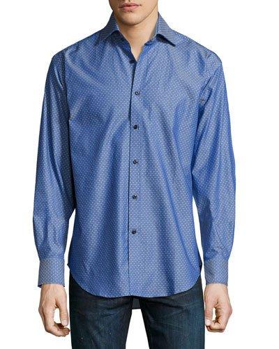 Dotted Long-sleeve Button-front Sport