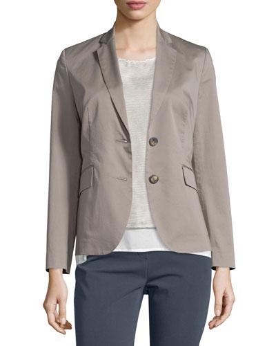 Two-button Cotton Blazer, Taupe