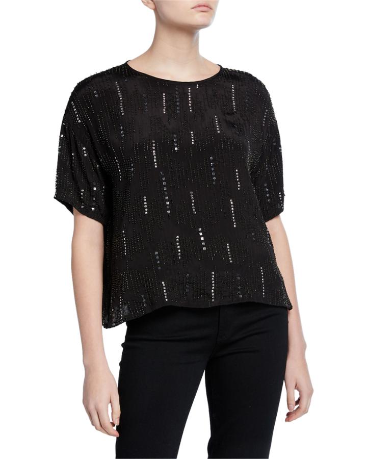 Jonelle Embellished Short-sleeve Blouse