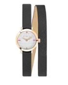 21mm Vittoria Wraparound Watch W/ Leather Strap, Black/rose