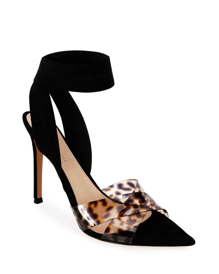 Leopard Ankle-wrap Pumps
