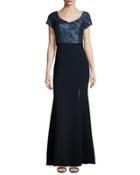 Short-sleeve V-neck Gown,
