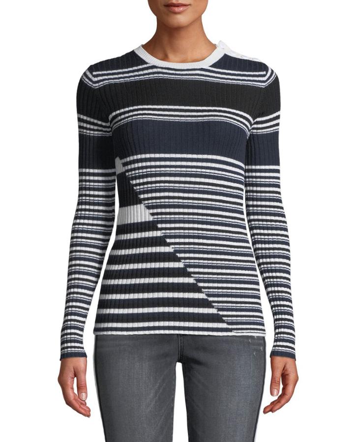Desmond Crewneck Long-sleeve Multi-striped Merino Wool