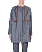 Denim Zip-front Parka Jacket