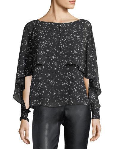 Celestial-print Flutter Top