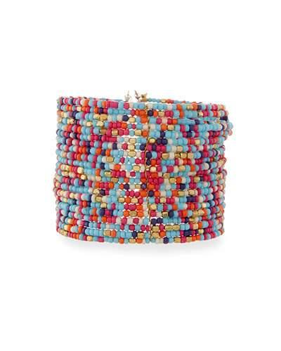 Wide Multi-row Seed Bead Cuff Bracelet