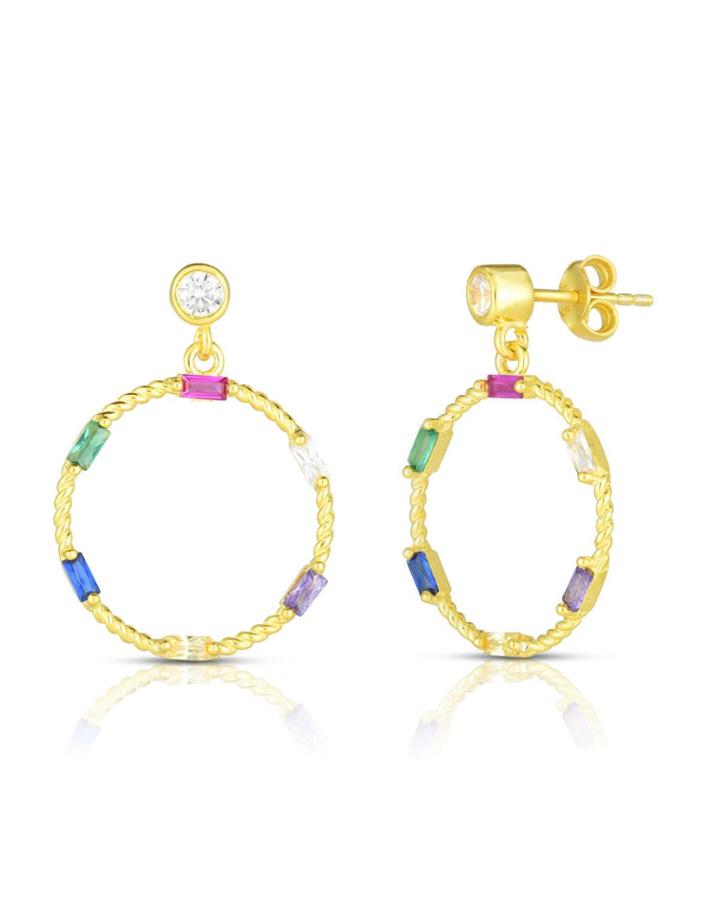 Gold-plated Circle Drop Earrings