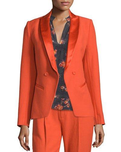 Sharp Open-front Crepe Jacket, Flame