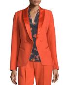 Sharp Open-front Crepe Jacket, Flame