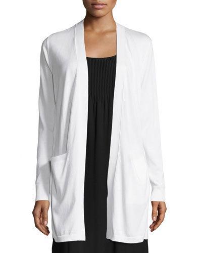 Silk-blend Long Cardigan, Ivory