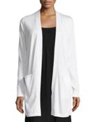 Silk-blend Long Cardigan, Ivory