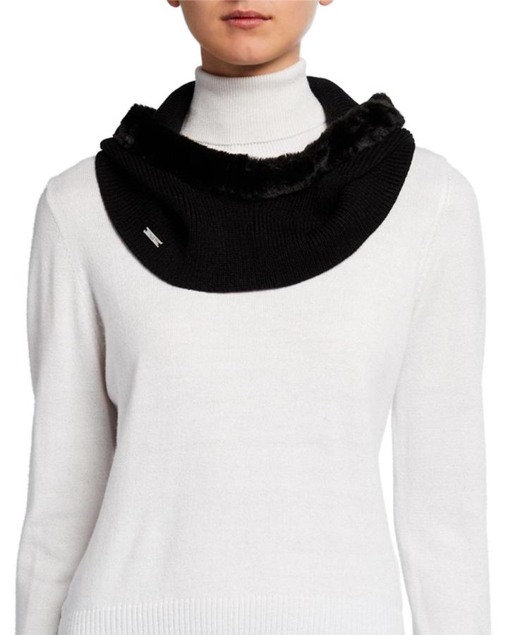 Knit Snood With Faux Fur