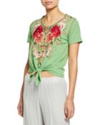 Burke Scoop-neck Short-sleeve Knot-front T-shirt