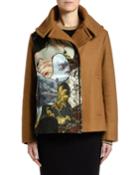 Patchwork Landscape-jacquard Peacoat