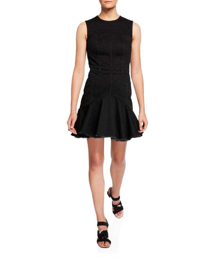 Sleeveless Fit-&-flare Denim Dress