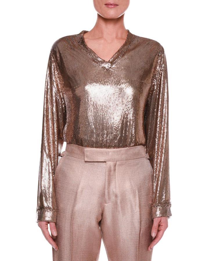 Slouchy Chainmail V-neck Top