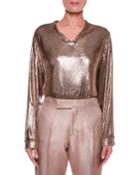 Slouchy Chainmail V-neck Top