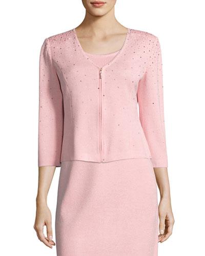 Embellished Santana Knit Jacket, Pink