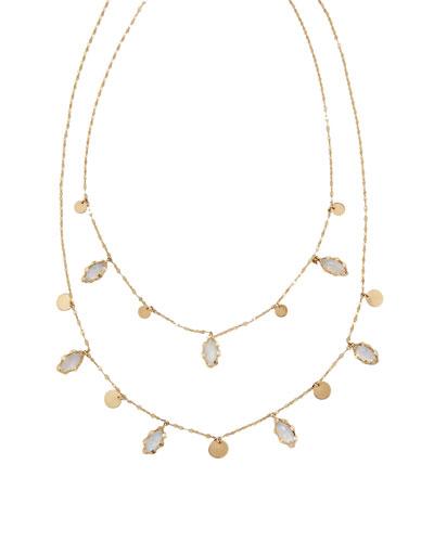 14k Dream Boheme Gypsy Rainbow Moonstone Necklace