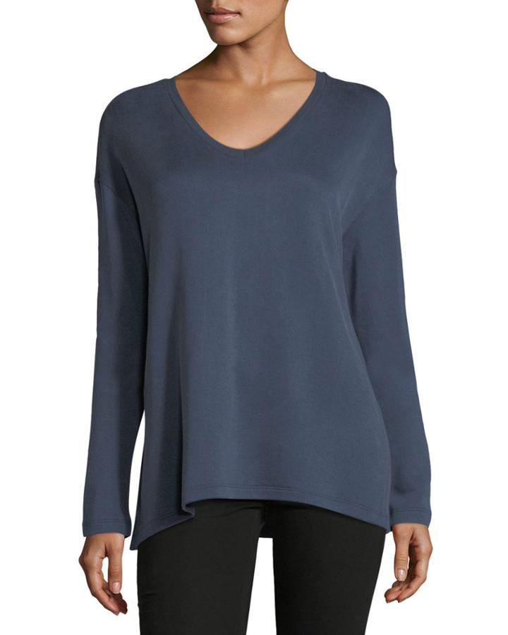 Cotton-blend V-neck