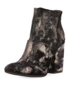 Celeste Distressed Metallic Velvet Ankle Booties