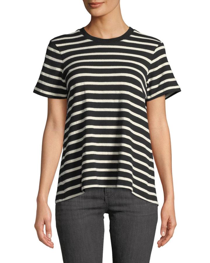 Striped Split-back Knit Tee