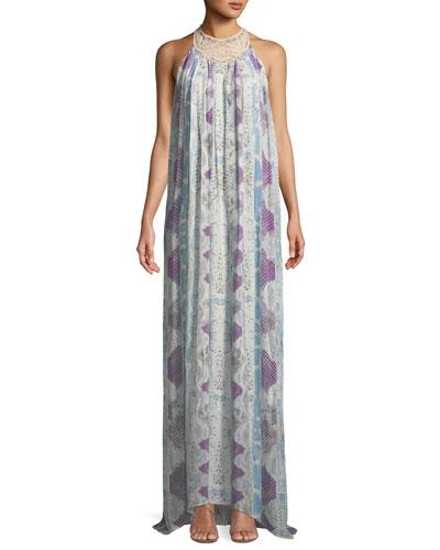 Mixed-print Sleeveless Silk