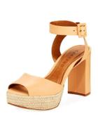 Jute-trim Leather Platform