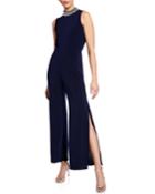 High Beaded Collar Wide-leg Jumpsuit