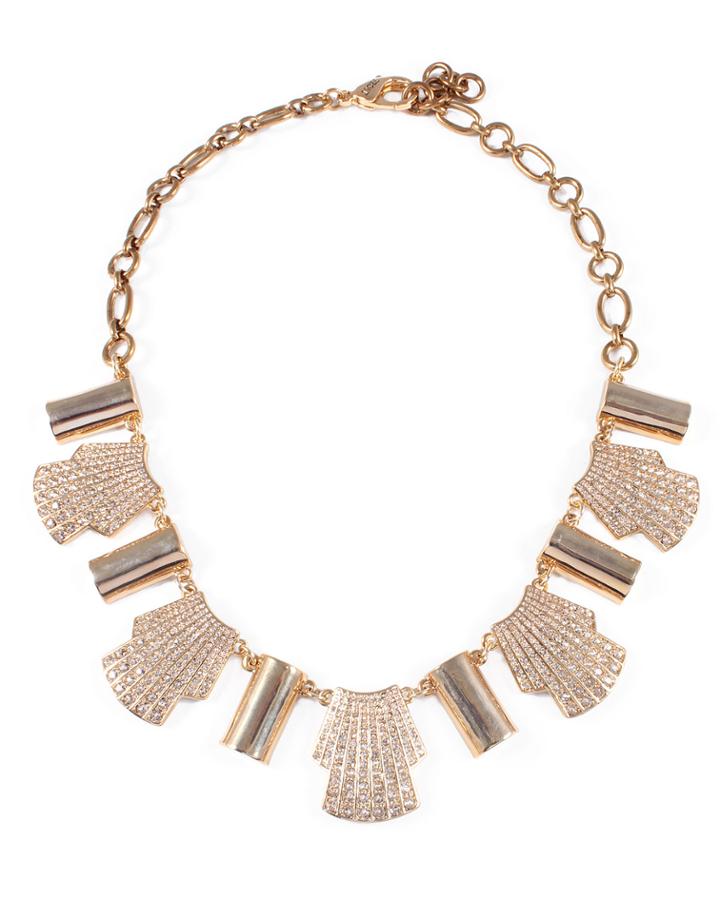 Deco Shell Necklace W/ Crystals