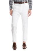 Stretch-cotton Flat-front Pants, White