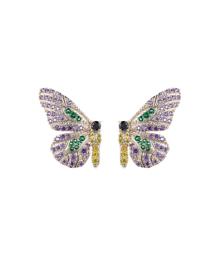 Cubic Zirconia Split Butterfly Earrings