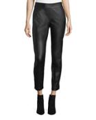 Faux-leather Side Slit Ankle Pants