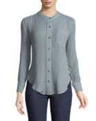 Textured Button-front Blouse