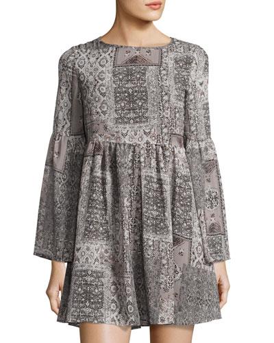 Paisley-print Babydoll Dress,
