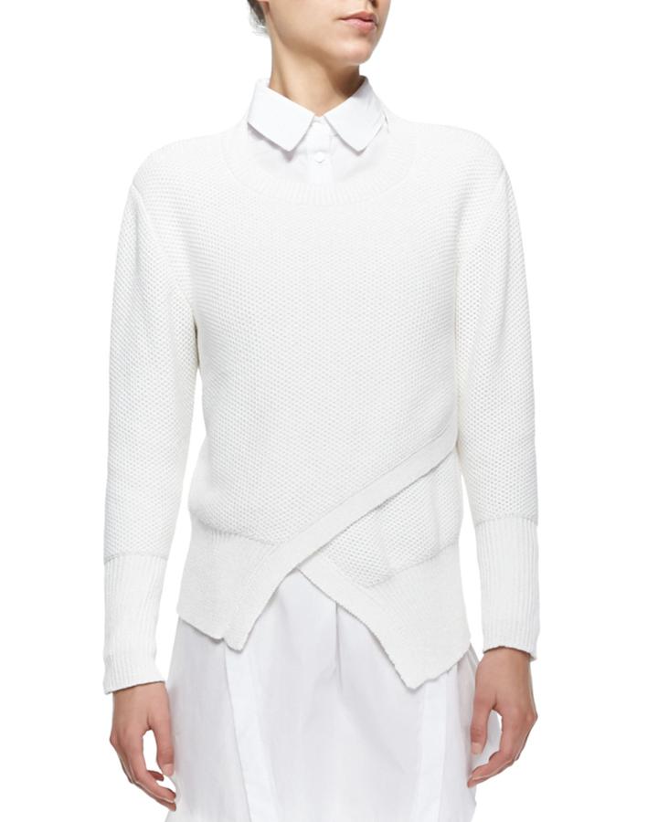 Marissa Webb Eva Crewneck Asymmetric-front Sweater, Women's, Size: